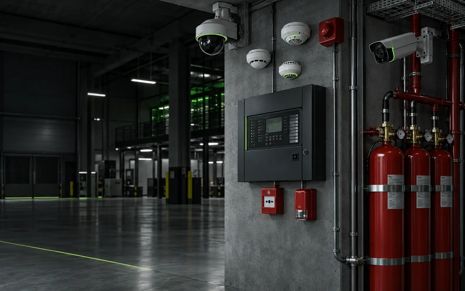 Industrial fire alarm, suppression and CCTV systems